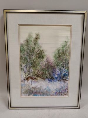 une image d'une photo d'un tableau représentant des arbres sous la neige