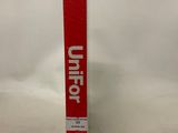 a close up of a red box with a white label on it