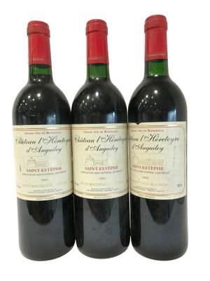3 bouteilles CHÂTEAU L'HERETEYRE D'ANGUILEY, Saint-Estèphe, …