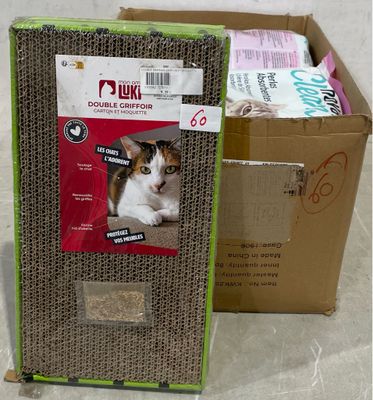 un chat assis dans une boîte en carton