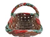 a small basket with a handle on a white background