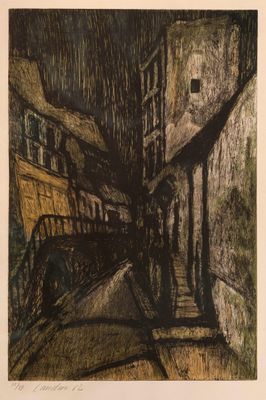 an image of a black and white drawing of a street