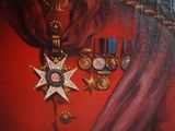 painting of a military uniform with medals and a star on it