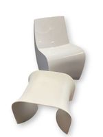 Fauteuil Mdf blanc et tabouret Zanotta