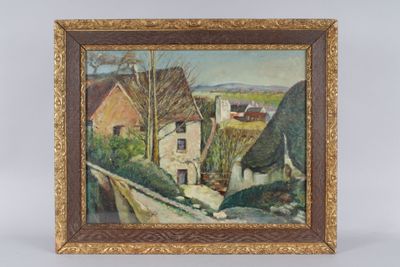 Ecole française : paysage. Huile sur carton non signée, 40 x…