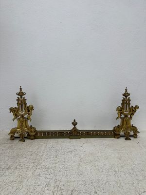 pair of antique brass candlesticks on marble base