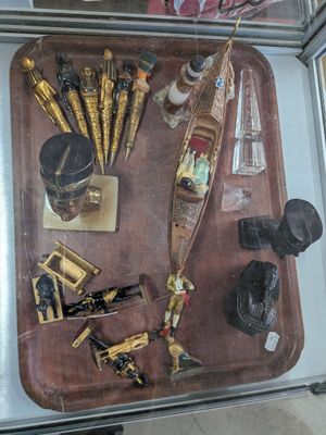 a tray with a lot of different items on it