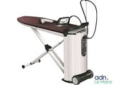 an ironing board with a iron on top of it
