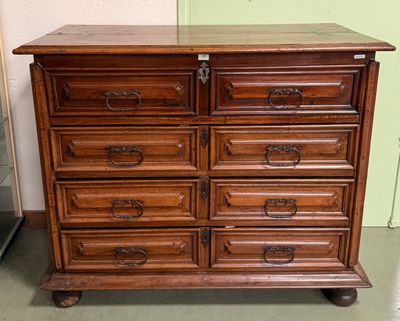 Importante commode scriban en bois ciré à quatre longs tiroi… - Photo 1