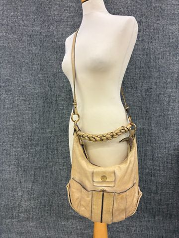 CHLOE : sac à bandoulière en cuir souple crème (quelques traces) 