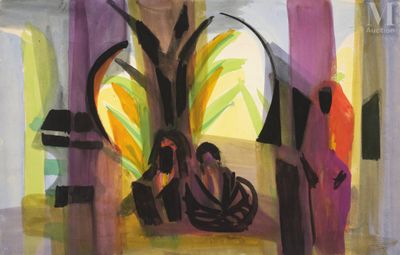 une peinture représentant un vase contenant des fleurs