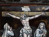 a picture of a painting of jesus on the cross