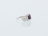 a sapphire and diamond three stone ring
