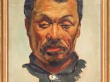 tableau représentant un homme avec une moustache et une barbichette, dans un cadre doré