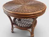 an image of a wicker coffee table with a basket on top