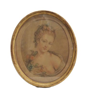 painting of a woman with a flower in her hair in a gold frame
