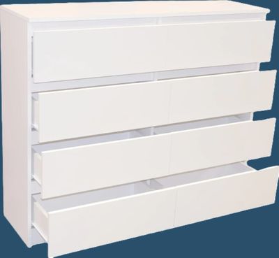 Commode de chambre 8 tiroirs -CLEO - couleur Blanc - Dimensi…