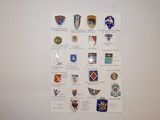 a picture of a wall with a bunch of badges on it