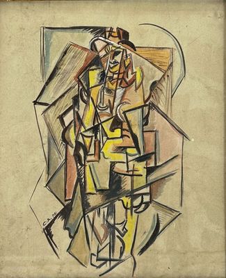 an image of a painting of a man sitting on a chair