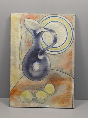 une image représentant un tableau où l'on voit un pichet et des citrons posés sur une table