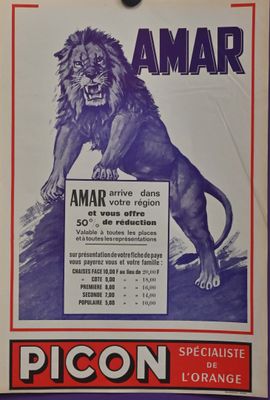 Amar Affiche sponsorisée par Picon, imp.
