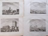 several pictures of old buildings and a clock tower in an open book