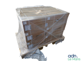 a pallet full of boxes wrapped in plastic on a pallet