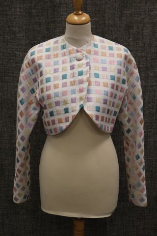 LANVIN Paris – Jolie Veste boléro à carreaux tissés multicolore c...