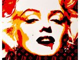 a painting of marilyn monroe in red and black