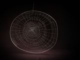 the spider web is hanging from the ceiling in the dark