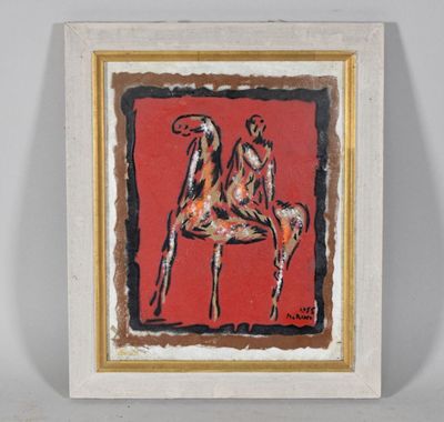 Marino MARINI (1924-1997) Cavalier Émail sur cuivre signée e…