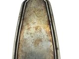 a silver spoon with a handle on a white background