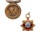 une image représentant une médaille et une épingle à médaille sur fond blanc