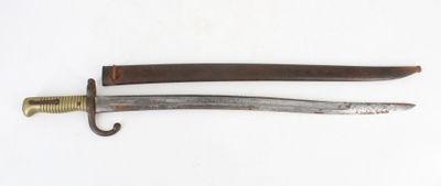 an image of a knife with a wooden handle on a white surface
