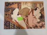 a picture of a woman laying down on a bed