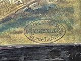 an image of a close up of a painting of a train on a track