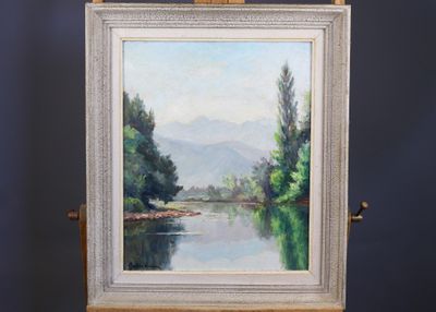 Gaston MOREAU (né en 1885) "Effet du matin sur le Salat" Hui… - Photo 1