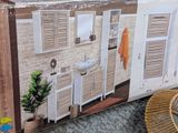 a cardboard box that has a picture of a bathroom on it