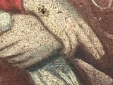 a painting of a man holding a baby in his arms