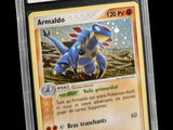 a close up of a pokemon card in a plastic case