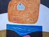 a painting of a piece of bread with a heart on it