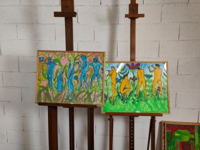 René MAINARD-BOUISSON (1939 - 2018) : "Les hommes au jardin"…