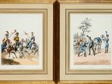 deux photos encadrées représentant des hommes en uniforme à cheval dans un champ