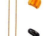 a necklace, bracelet, ring, and ring on a white background