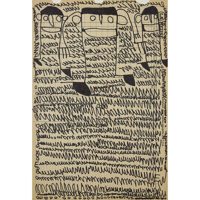 un dessin en noir et blanc sur une feuille de papier comportant des inscriptions