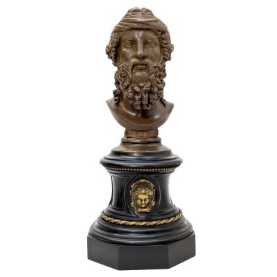 Tête de personnage en bronze à l'antique sur un socle en mar…