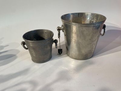 Seau à Champagne Argenté Vintage JEAN COUZON, Refroidisseur Bouteille Vintage Acier Inoxydable Ancien, Petit Seau à Glaçons Inox - France
