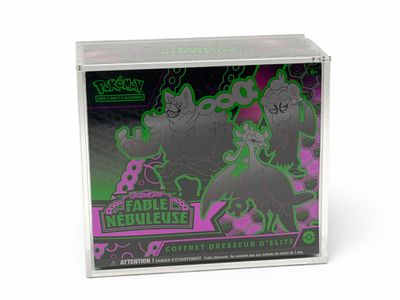 an image of a clear box with a purple and green design on it