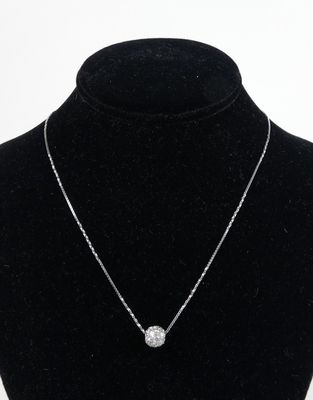 Bijou: Collier/chaîne et pendentif en or blanc 18K serti de …