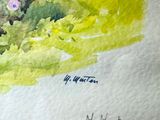 a watercolor painting of a bird sitting on a tree branch